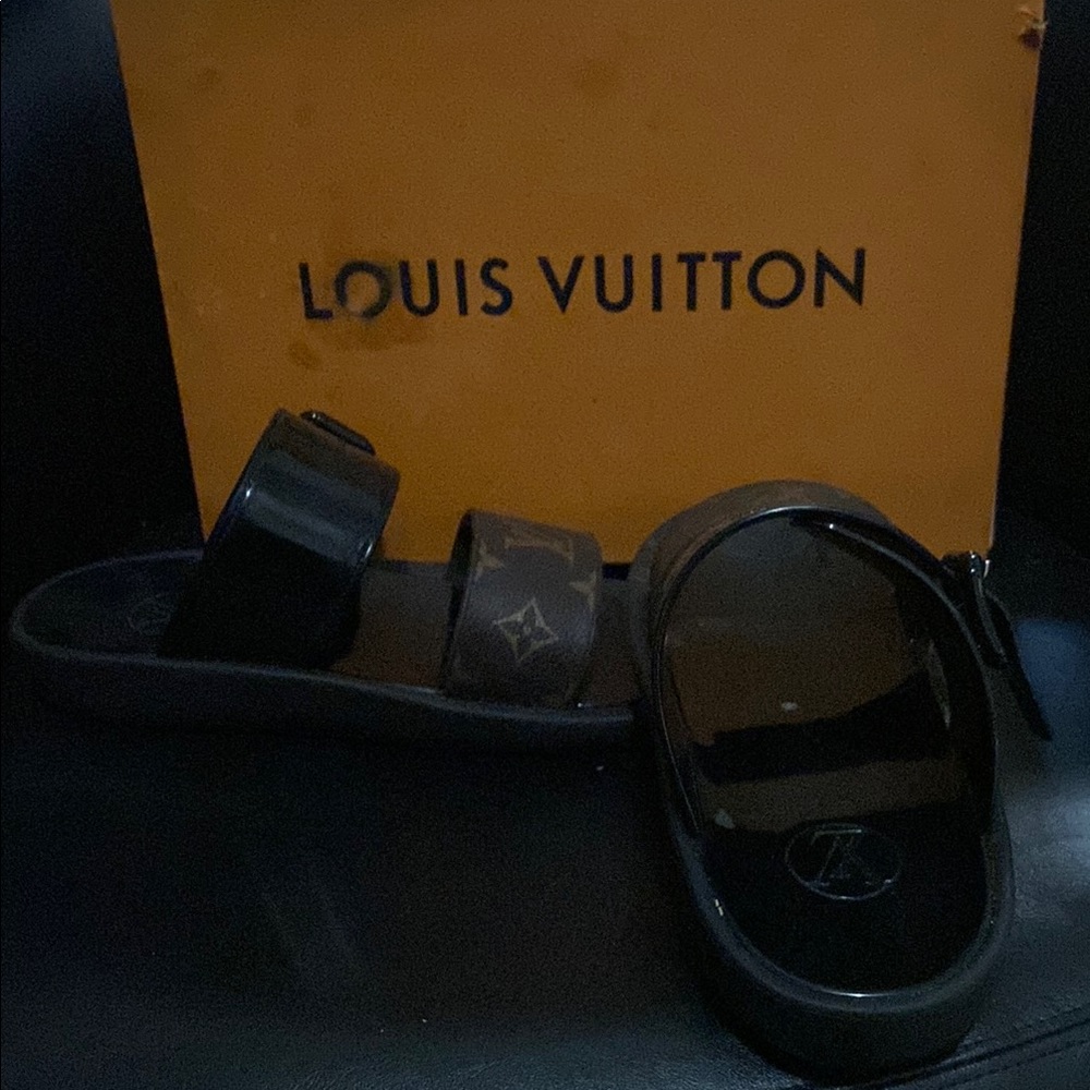 Louis Vuitton Black and Brown Slides